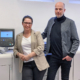 Annelie Berggren och Mathias Sabel på Happify i Oskarshamn framför sin nya Xerox digitala tryckpress.